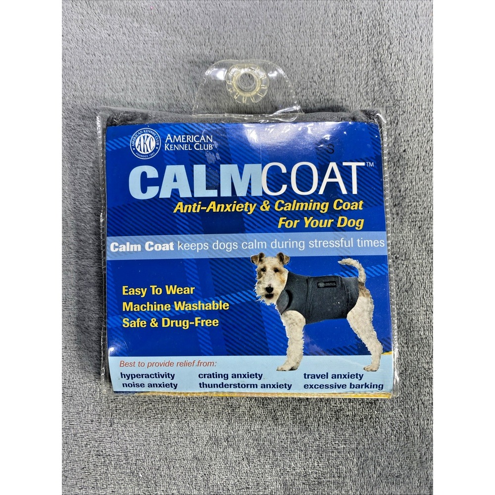AKC Calming Coat Dogs Anti-Anxiety Travel Barking Washable Safe Small Grey NEW